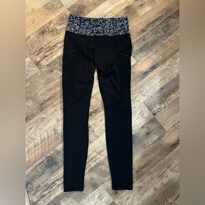 Lululemon Black Leggings with Patterned Waistband